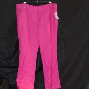 NWT Larry Levine Hot Pink Trousers Dress Pants Plus Size (Sz16)